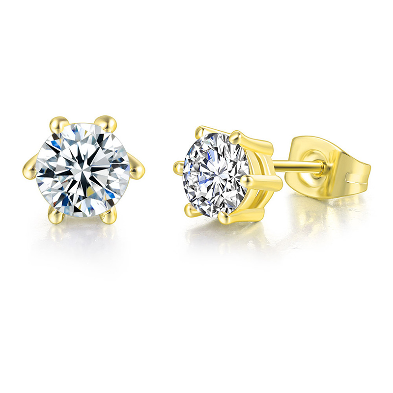 6-prong Round Cut Stud Earrings Iced Out Shine With Street Luxury - Image 6