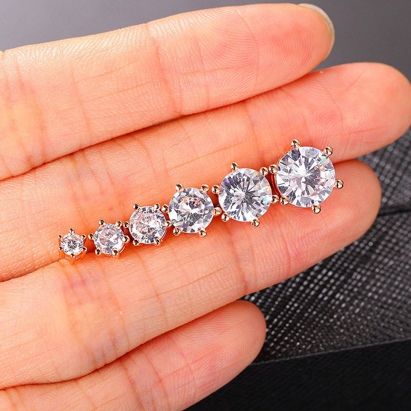 6-prong Round Cut Stud Earrings Iced Out Shine With Street Luxury