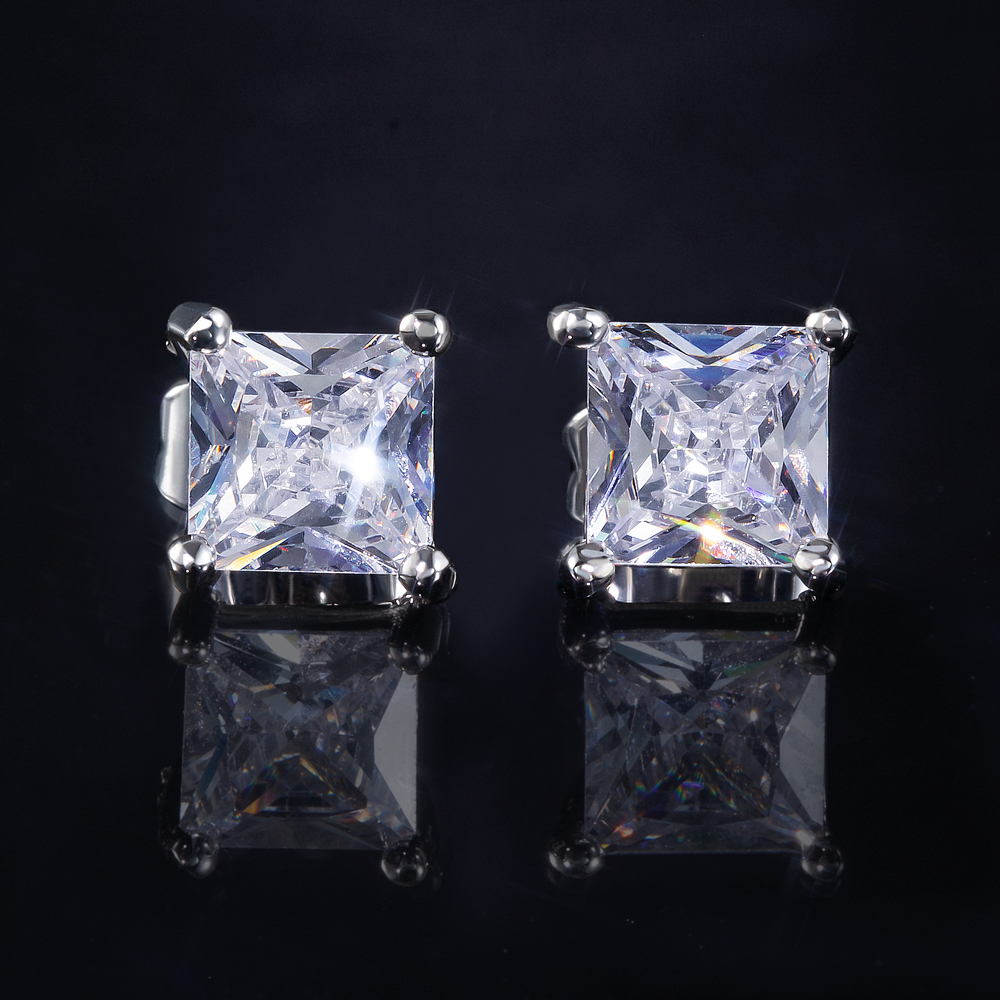 4-prong Square Princess Cut Earrings (a Pair) Gold With Street Luxury Shine - Image 5