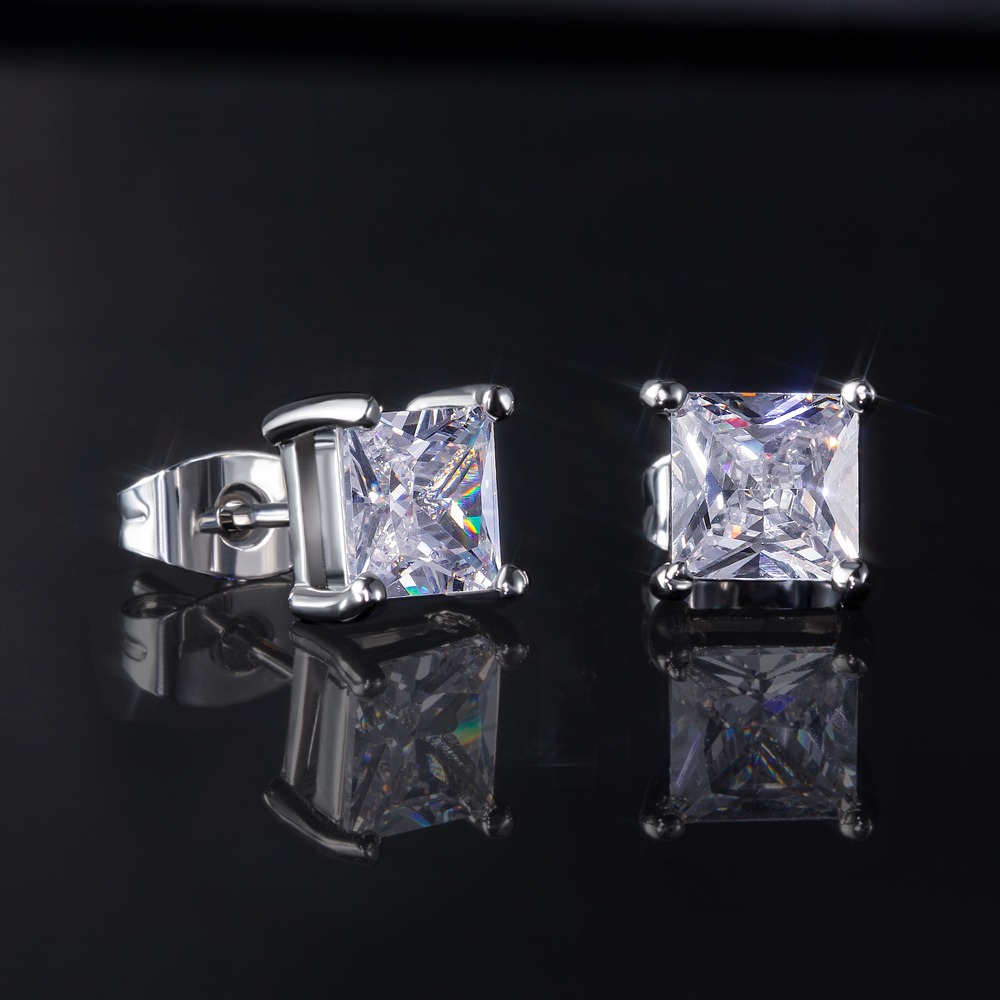 4-prong Square Princess Cut Earrings (a Pair) Gold With Street Luxury Shine - Image 6