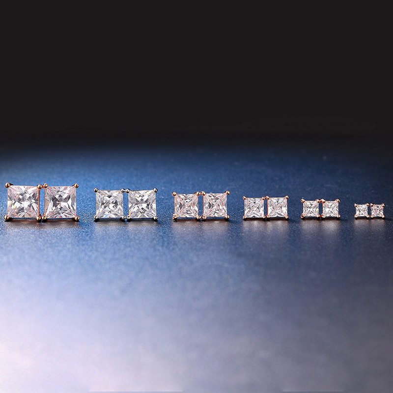 4-prong Square Princess Cut Earrings (a Pair) Gold With Street Luxury Shine - Image 7