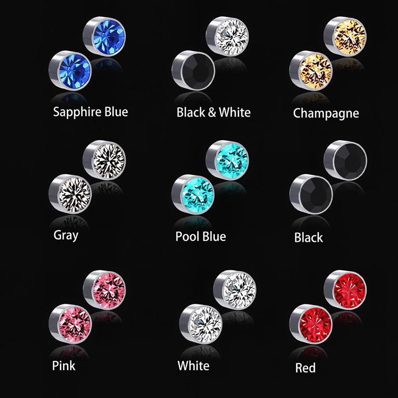 Color Magnetic Non-piercing Stainless Steel Earrings Silver - Image 5