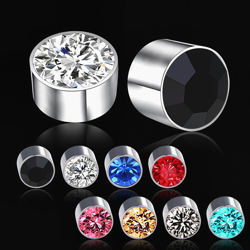 Color Magnetic Non-piercing Stainless Steel Earrings Silver