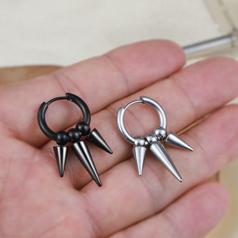 3 Rivets Stainless Steel Earrings Bold Statement Style With Street Luxury - Image 4