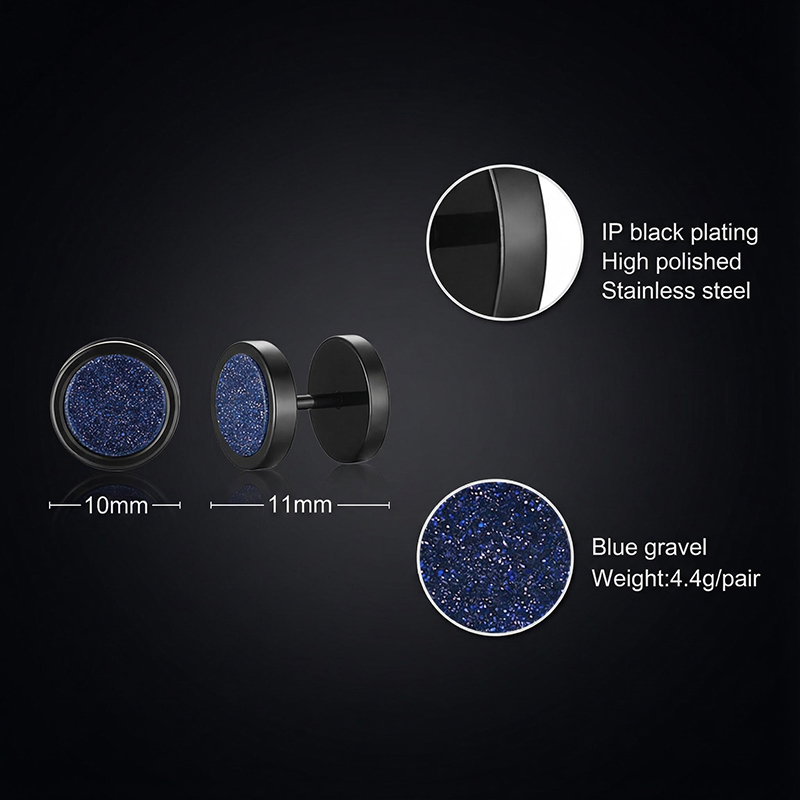 Natural Stone Dumbbell Stud Earrings Silver With Street Luxury Shine - Image 5
