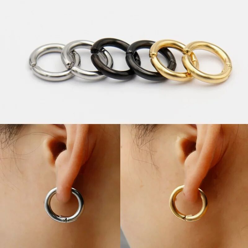 10/12/14/16mm Ear Clip Stainless Steel Earrings With Street Luxury Shine - Image 3