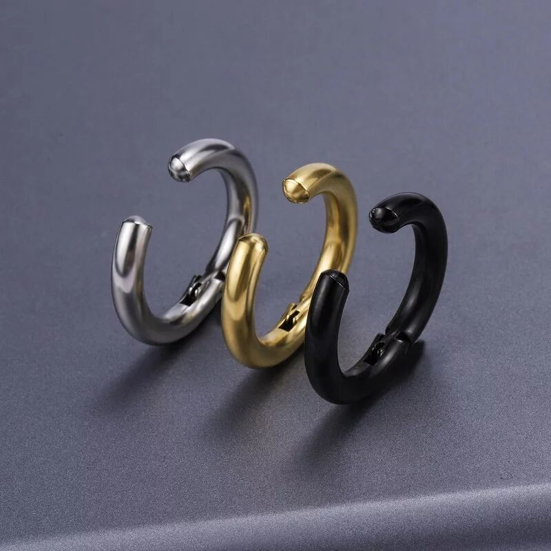 10/12/14/16mm Ear Clip Stainless Steel Earrings With Street Luxury Shine