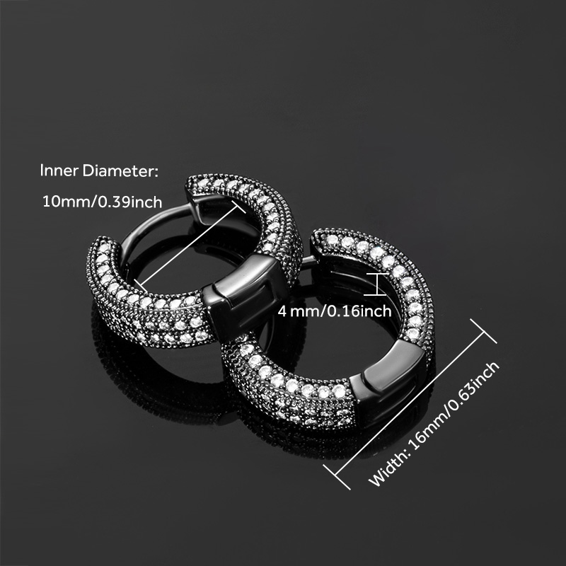 Iced Out Ruby/white Hoop Earrings In Black Gold With Street Luxury Shine - Image 4
