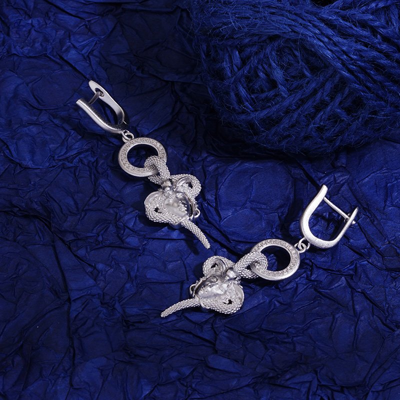 Snake Hair Banshee Greek Key Earrings Gold With Street Luxury Shine - Image 3