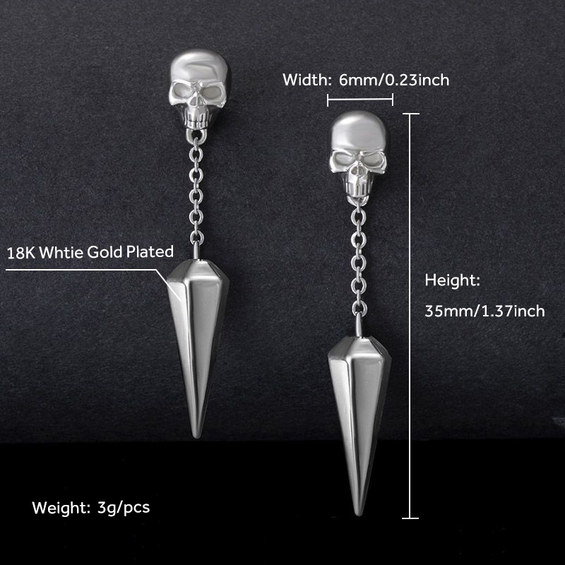 Skull Hexagonal Pyramid Earrings Bold Statement Style With Street Luxury - Image 3