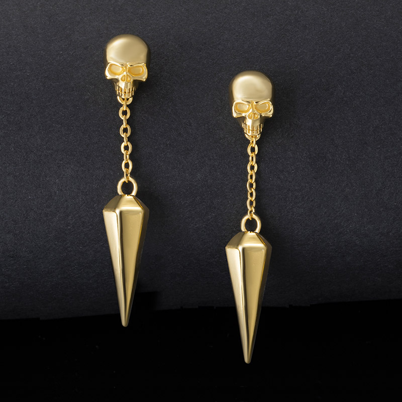 Skull Hexagonal Pyramid Earrings Bold Statement Style With Street Luxury
