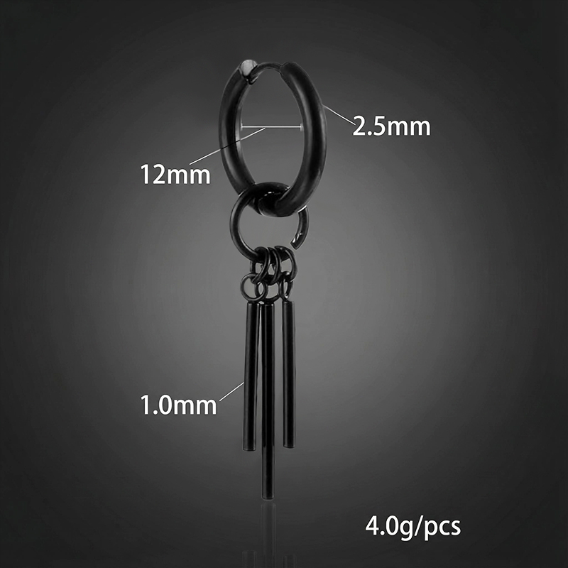 Three Stick Hoop Earrings In Black Gold With Street Luxury Shine - Image 7