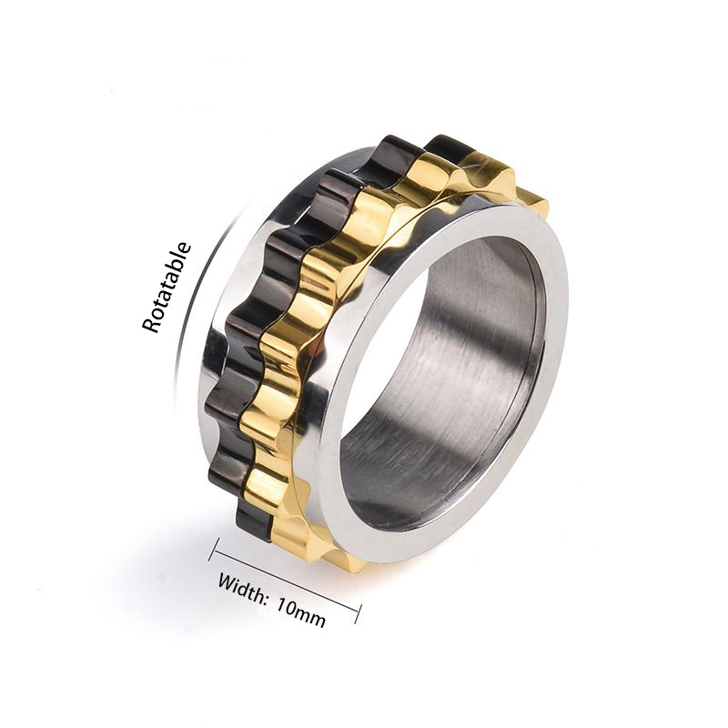 10mm Rotatable Gear Titanium Ring Bold Statement Style With Street Luxury - Image 3