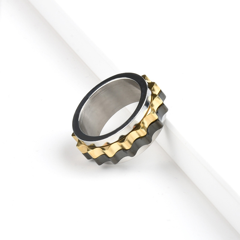 10mm Rotatable Gear Titanium Ring Bold Statement Style With Street Luxury - Image 4