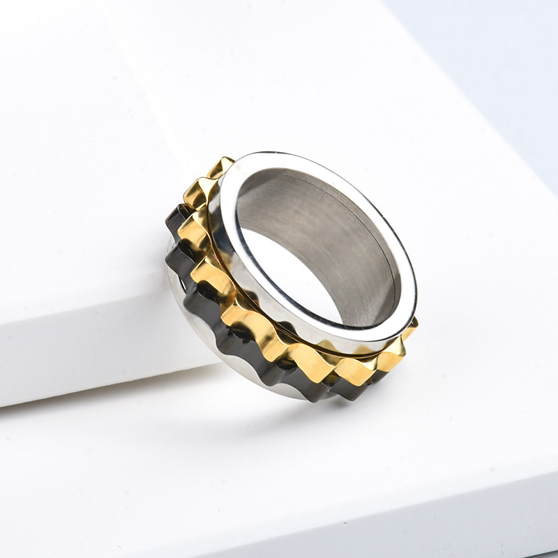 10mm Rotatable Gear Titanium Ring Bold Statement Style With Street Luxury