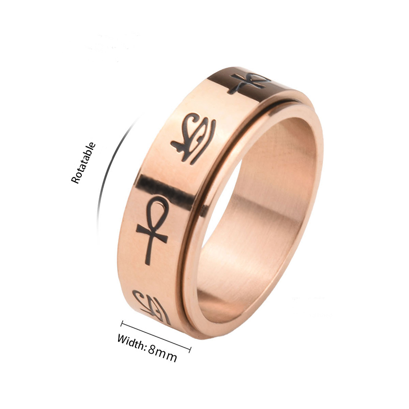 8mm Rotatable Egypt Eye Of Horus Titanium Ring With Street Luxury Shine - Image 3