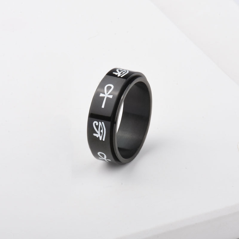 8mm Rotatable Egypt Eye Of Horus Titanium Ring With Street Luxury Shine - Image 5