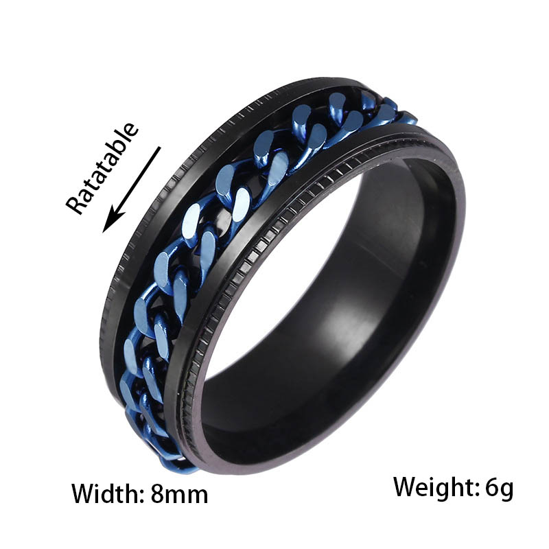8mm Rotatable Decompression Cuban Chain Fidget Ring With Bold Premium Edge - Image 3