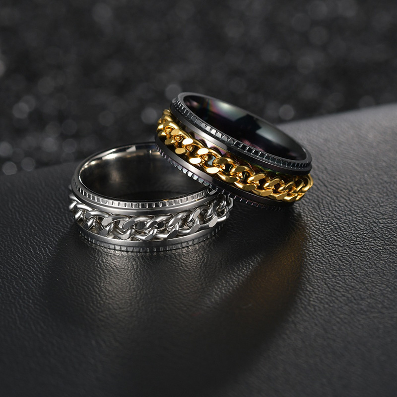 8mm Rotatable Decompression Cuban Chain Fidget Ring With Bold Premium Edge - Image 5