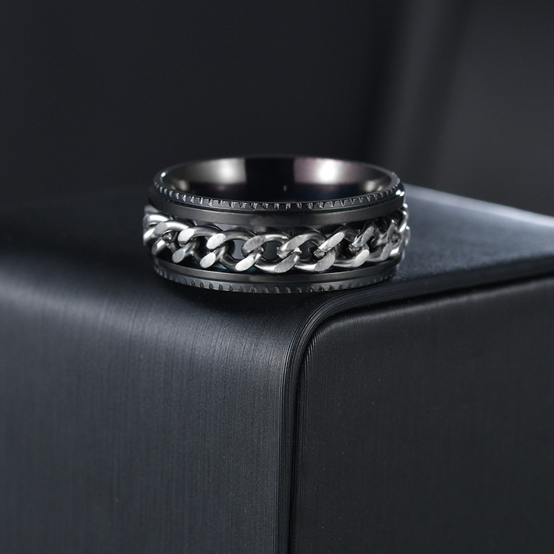 8mm Rotatable Decompression Cuban Chain Fidget Ring With Bold Premium Edge - Image 6