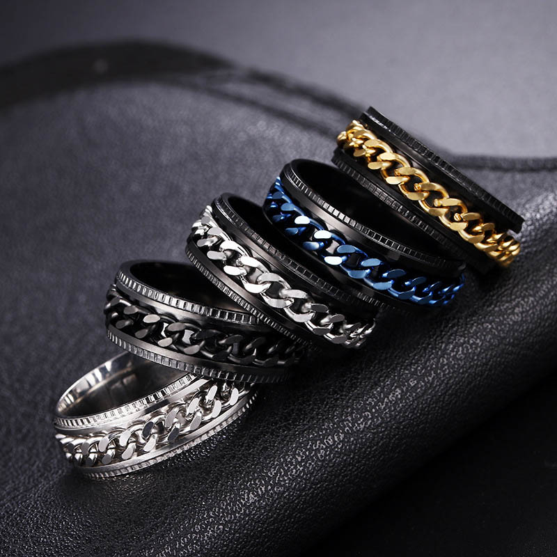 8mm Rotatable Decompression Cuban Chain Fidget Ring With Bold Premium Edge
