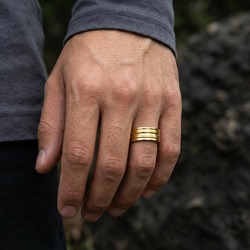 8mm Frosted Stainless Steel Ring Bold Statement Style With Street Luxury - Image 4