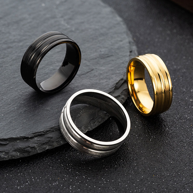 8mm Frosted Stainless Steel Ring Bold Statement Style With Street Luxury - Image 6