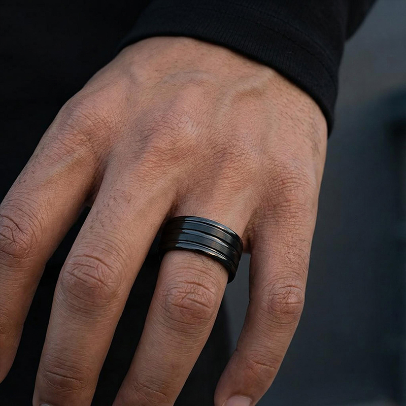 8mm Frosted Stainless Steel Ring Bold Statement Style With Street Luxury - Image 8