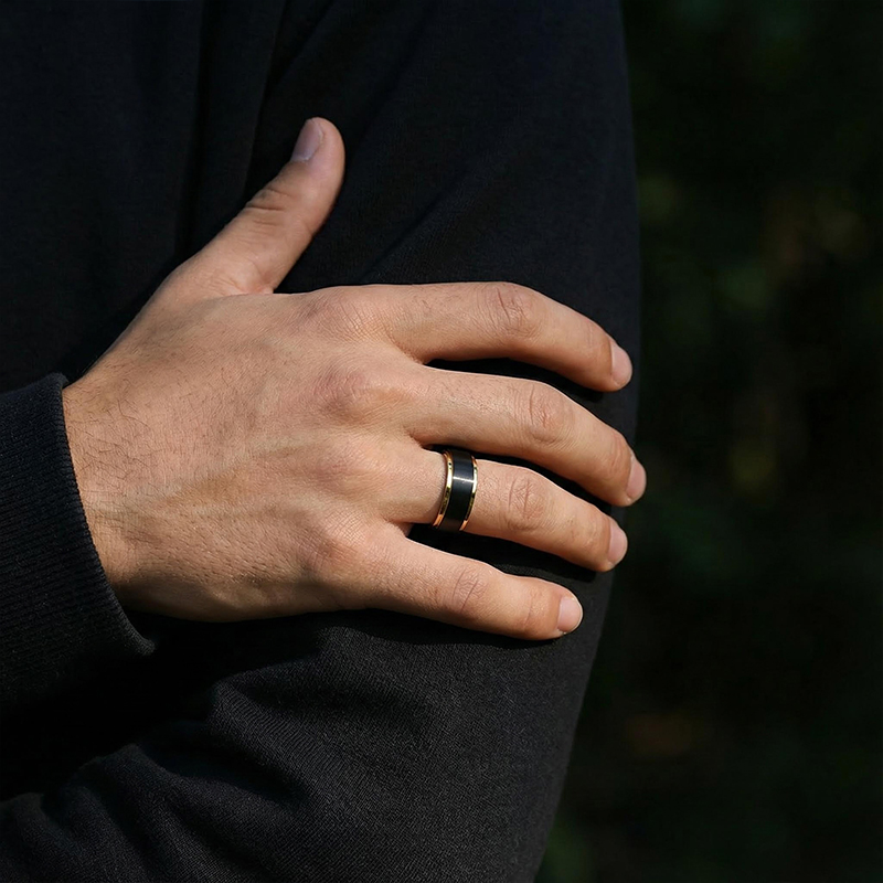 8mm Golden&black Tungsten Ring Bold Statement Style With Street Luxury - Image 3