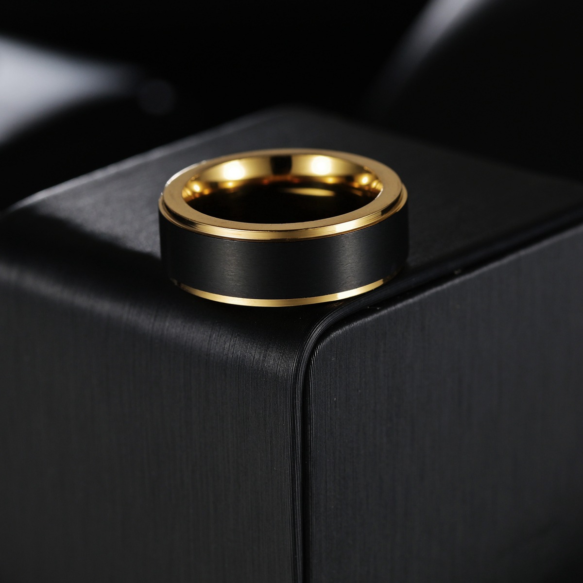 8mm Golden&black Tungsten Ring Bold Statement Style With Street Luxury - Image 4
