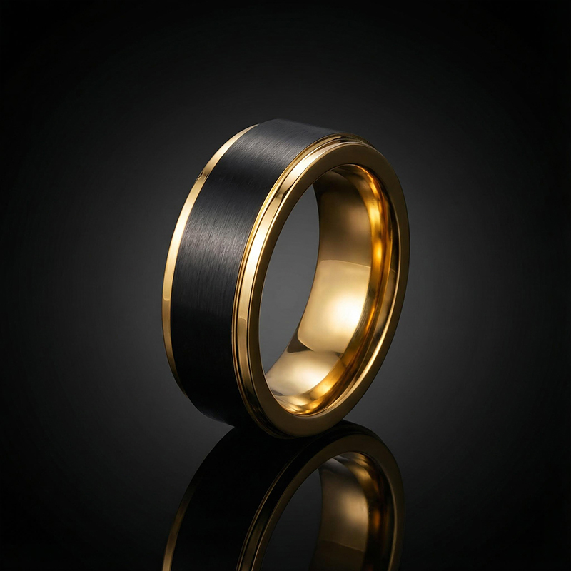 8mm Golden&black Tungsten Ring Bold Statement Style With Street Luxury - Image 5