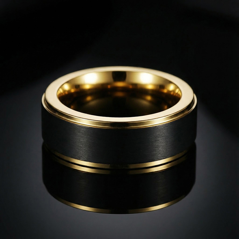 8mm Golden&black Tungsten Ring Bold Statement Style With Street Luxury - Image 6
