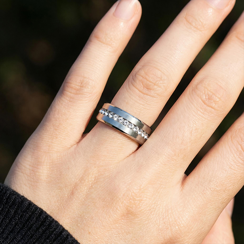 8mm Iced Out Band Ring Silver Premium Look Without Heavy Price - Image 3