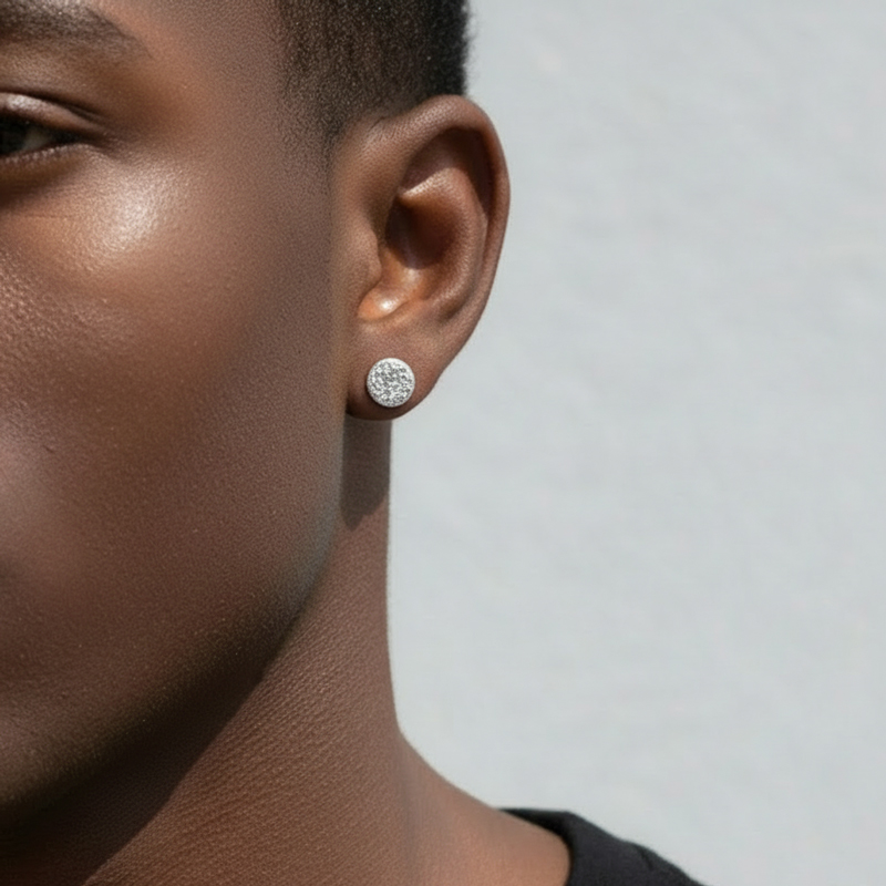 Quartz Round Magnetic Non-piercing Stud Earrings With Street Luxury Shine - Image 4