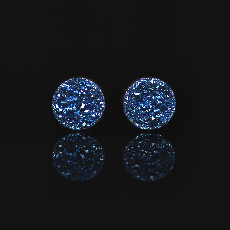 Quartz Round Magnetic Non-piercing Stud Earrings With Street Luxury Shine - Image 5