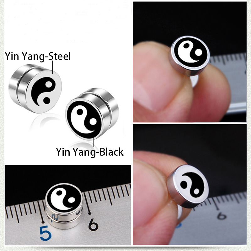 8mm Magnetic Non-piercing Stud Earrings Silver With Street Luxury Shine - Image 6