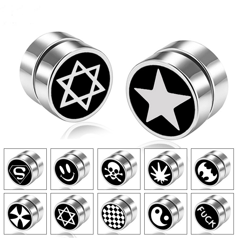 8mm Magnetic Non-piercing Stud Earrings Silver With Street Luxury Shine