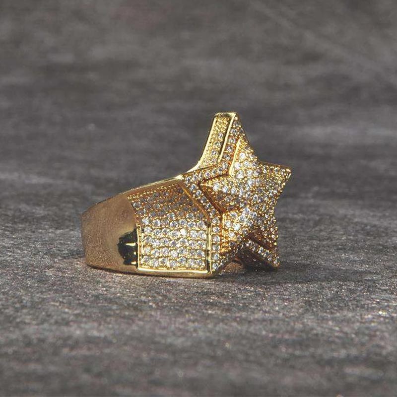 18k Gold Iced Out Star Ring Made For Street Luxury Energy - Image 3