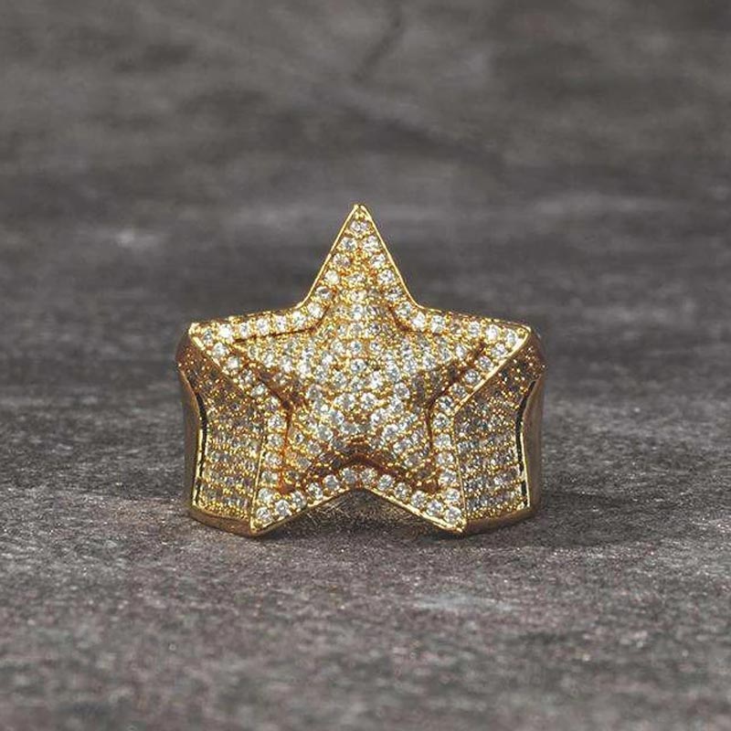 18k Gold Iced Out Star Ring Made For Street Luxury Energy
