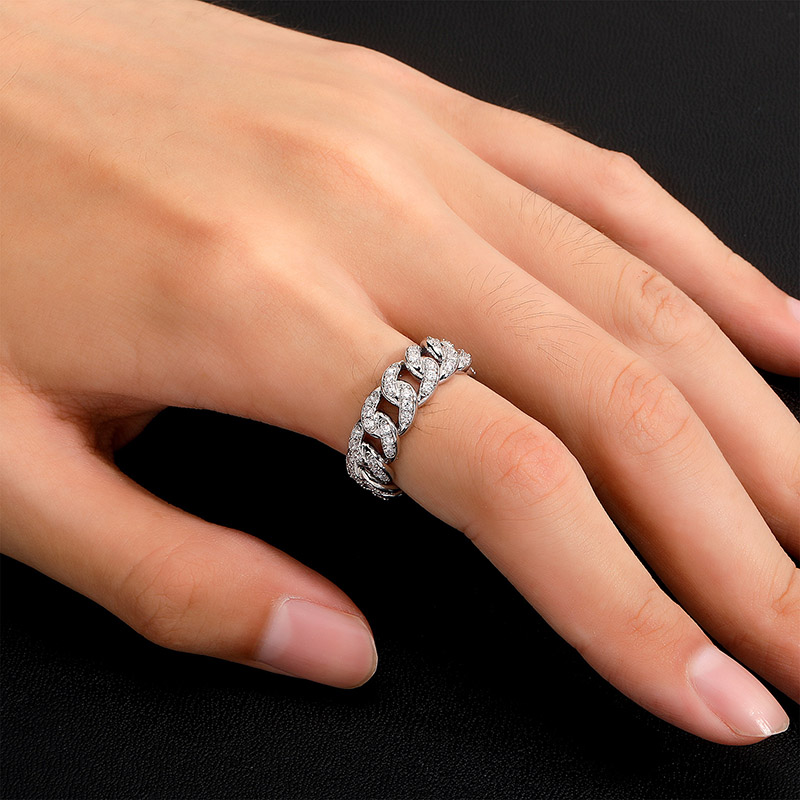 8mm Iced Out Cuban Link Open Ring Gold With Street Luxury Shine - Image 3