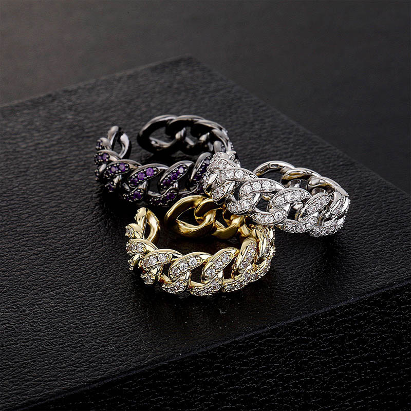 8mm Iced Out Cuban Link Open Ring Gold With Street Luxury Shine