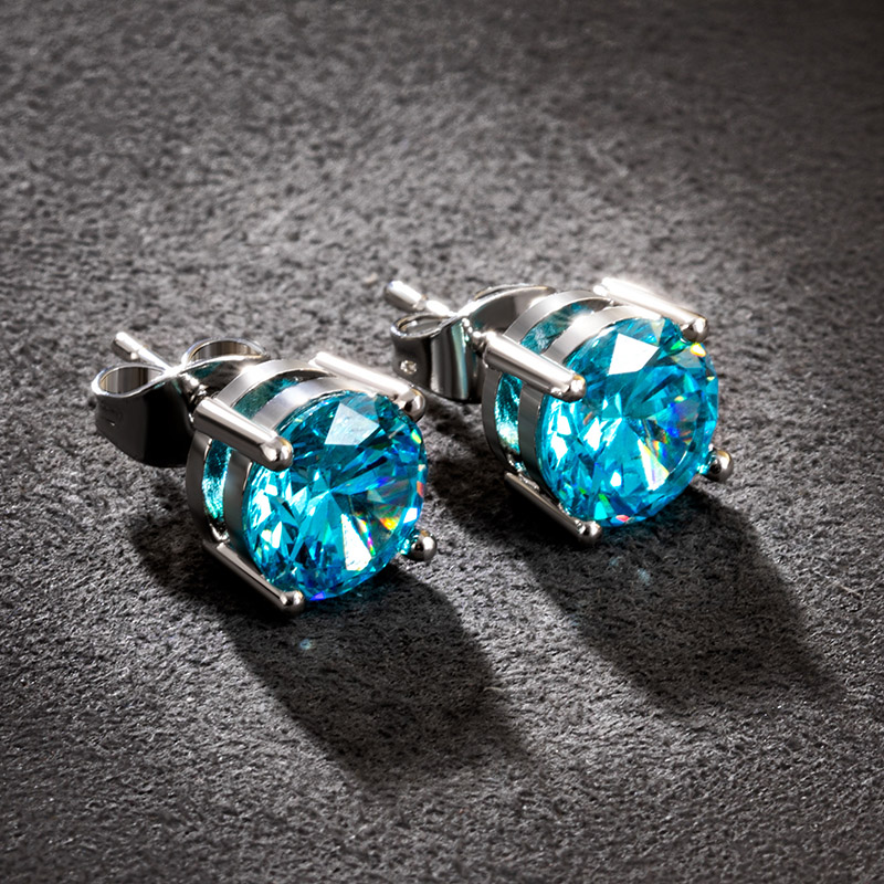 Blue/black Round Cut Stud Earring Bold Statement Style With Street Luxury - Image 3
