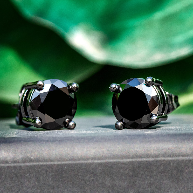 Blue/black Round Cut Stud Earring Bold Statement Style With Street Luxury - Image 5