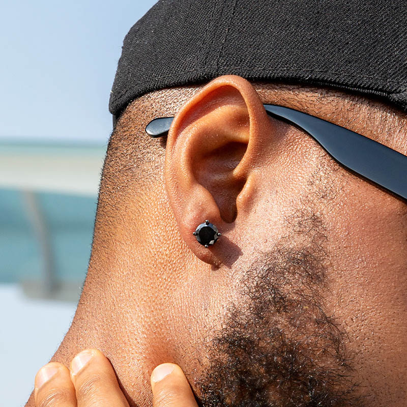 Blue/black Round Cut Stud Earring Bold Statement Style With Street Luxury - Image 6
