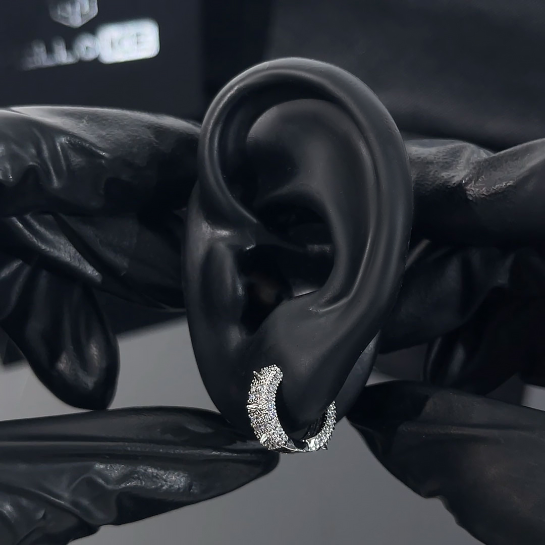 Iced Out Spiked Hoop Earrings Gold With Street Luxury Shine - Image 3