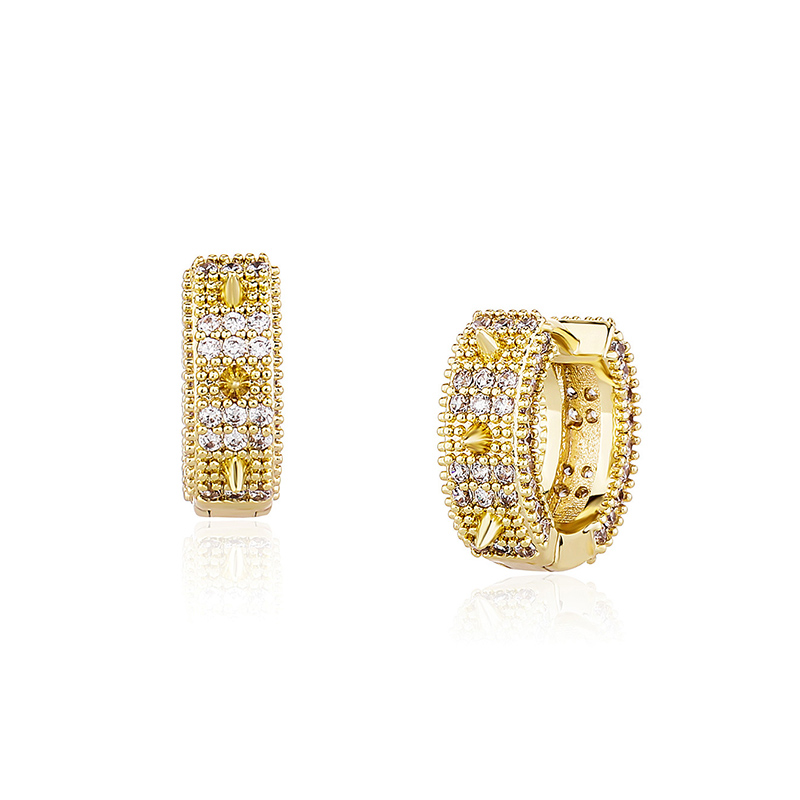Iced Out Spiked Hoop Earrings Gold With Street Luxury Shine - Image 4