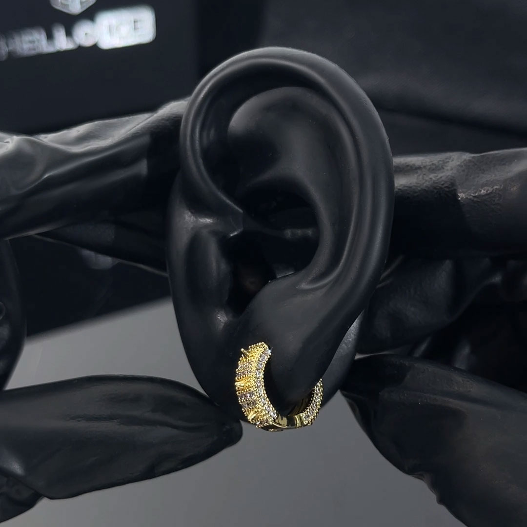 Iced Out Spiked Hoop Earrings Gold With Street Luxury Shine - Image 6