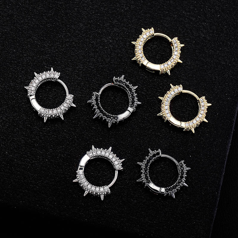 Iced Out Spiked Hoop Earrings Gold With Street Luxury Shine - Image 9