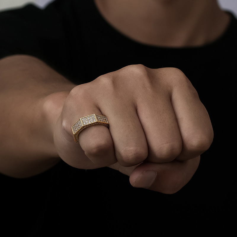 Iced Out Octagonal Ring Gold Premium Look Without Heavy Price - Image 6