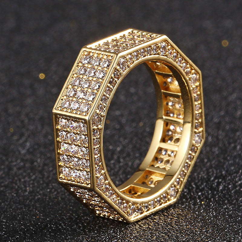 Iced Out Octagonal Ring Gold Premium Look Without Heavy Price - Image 7